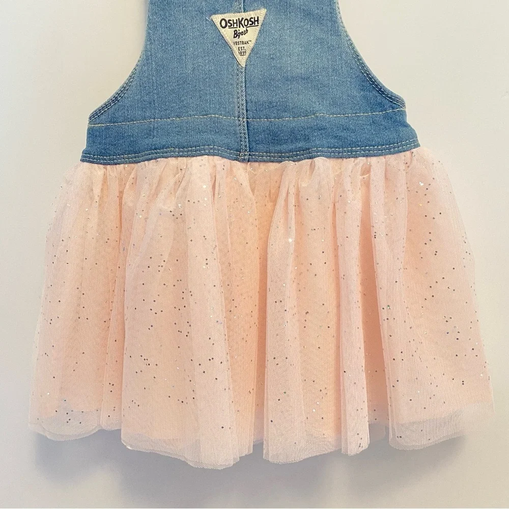 OshKosh B'gosh Toddler Girls Pink Tulle Unicorn Skirtall Jumper Dress 2T NWT